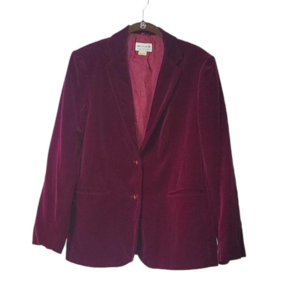 VINTAGE plum purple velour blazer single- breast, Size 18, Austin Powers?